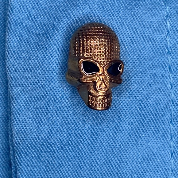 Skull Halloween shirt button down shirt long sleeves for women size XL blue - Picture 6 of 11